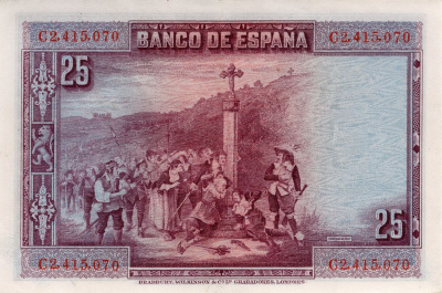 Испания 25 песет 1928 VF  фото из магазина евромонета.рф 1