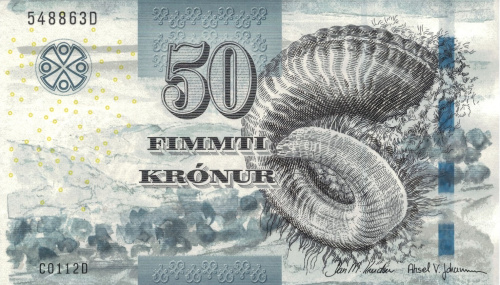 Банкноты Фарерских островов Фарерские острова 50 крон 2011 фото из магазина евромонета.рф