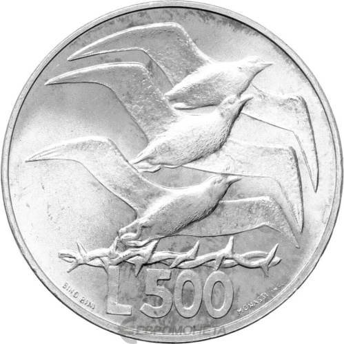 Монеты Сан Марино 500 лир Сан Марино 500 лир 1975 Любовь у животных фото из магазина евромонета.рф