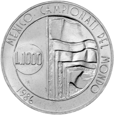 Сан Марино 1000 лир 1986 Чемпионат мира по футболу 1986  фото из магазина евромонета.рф 1