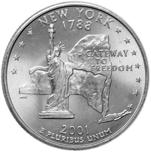 Штаты и территории США 25 центов ( 1/4 доллара, квотер ) 2001 Нью-Йорк D фото из магазина евромонета.рф