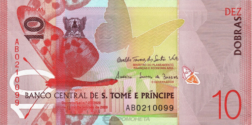 Банкноты Сан-Томе и Принсипи Сан-Томе и Принсипи 10 добра 2020 фото из магазина евромонета.рф