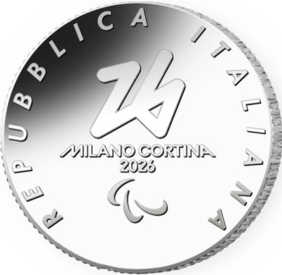 Коллекционная монета Италия 6 евро 2025 Зимние Олимпийские Игры 2026 Милан-Кортина, Прыжки на лыжах с трамплина фото из магазина евромонета.рф 2