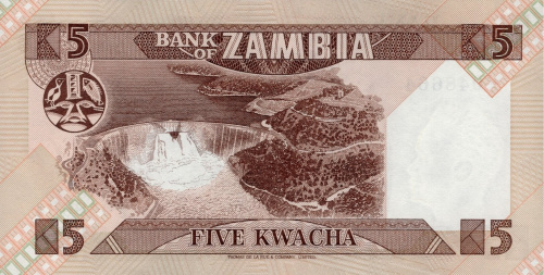 Банкноты Замбии Замбия 5 квача 1980-1988 фото из магазина евромонета.рф
