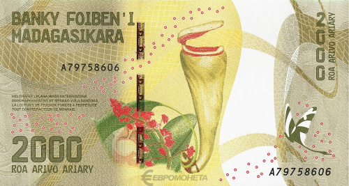Банкноты Мадагаскара Мадагаскар 2000 ариари 2017 фото из магазина евромонета.рф