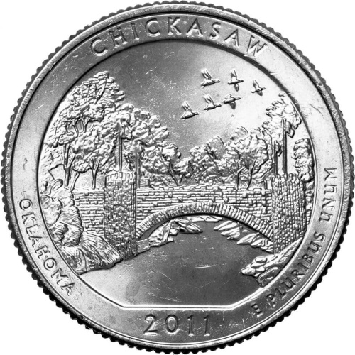 Национальные парки США 25 центов ( 1/4 доллара, квотер ) 2011 Национальный парк №10 Рекреационная зона Чикасо P фото из магазина евромонета.рф