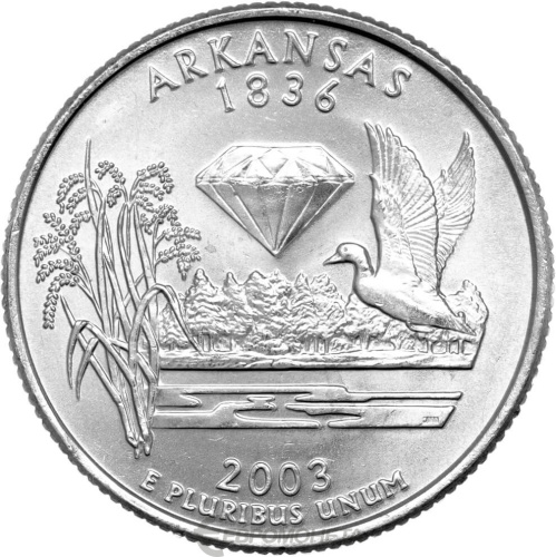 Штаты и территории США 25 центов ( 1/4 доллара, квотер ) 2003 Арканзас P фото из магазина евромонета.рф