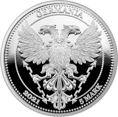 Germania Mint 2021 5 марок Мифический лес: Лист каштана proof   фото из магазина евромонета.рф 2