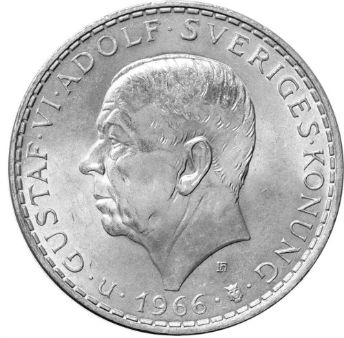 Монеты Швеции Швеция 5 крон 1966 Конституционная реформа фото из магазина евромонета.рф
