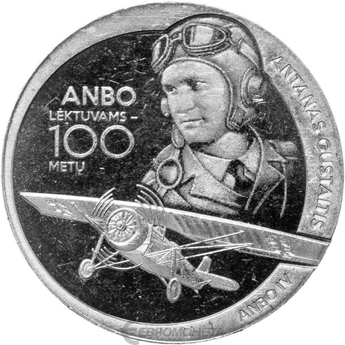 Коллекционная монета Европы Литва 1,5 евро 2025 Самолет ANBO | Интернет-магазин евромонета.рф 