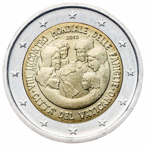 Юбилейная монета Ватикан 2 евро 2015 VIII Всемирная встреча семей в Филадельфии 