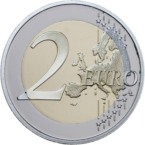 Юбилейная монета Франция 2 евро 2022 35 лет программе Erasmus. Пруф ( Proof ) 