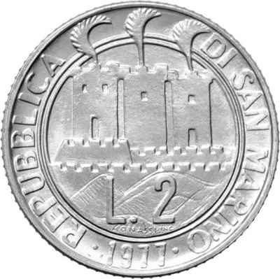 Сан Марино 2 лира 1977  фото из магазина евромонета.рф 1