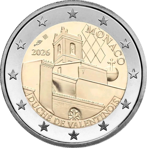 Юбилейная монета Монако 2 евро 2026 Герцогство Валентинуа. Пруф ( Proof ) 