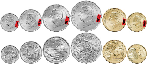 Австралия набор монет 5/10/20/50 центов 1/2 доллара 2026