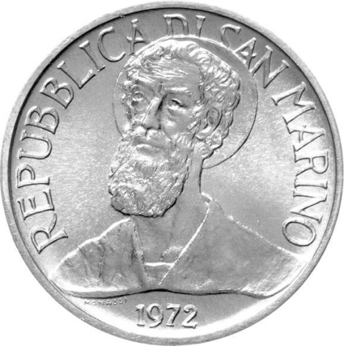 Монеты Сан Марино 1 лира Сан Марино 1 лира 1972 фото из магазина евромонета.рф