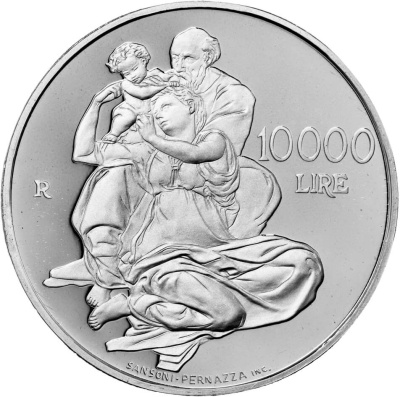 Сан Марино 10000 лир 2000 лет со дня рождения Иисуса Христа. Пруф ( Proof )  фото из магазина евромонета.рф 1