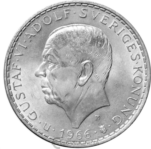 Монеты Швеции Швеция 5 крон 1966 Конституционная реформа фото из магазина евромонета.рф