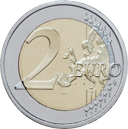 Юбилейная монета Финляндия 2 евро 2022 35 лет программе Erasmus. Пруф ( Proof ) 