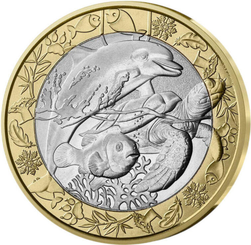 Коллекционная монета Европы Франция 5 евро 2026 Животные мира - Водные животные | Интернет-магазин евромонета.рф 