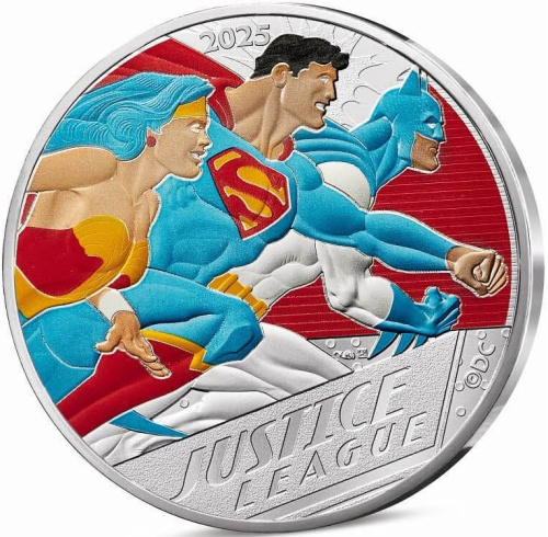 Коллекционная монета Европы Франция 50 евро 2025 DC Comics - Лига справедливости | Интернет-магазин евромонета.рф 