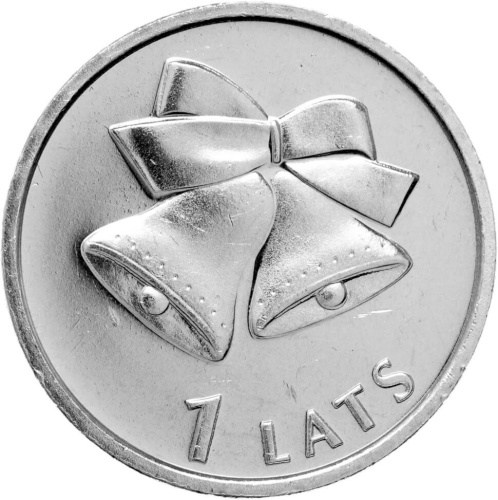 Монеты Латвии Латвия 1 лат 2012 Колокольчики фото из магазина евромонета.рф