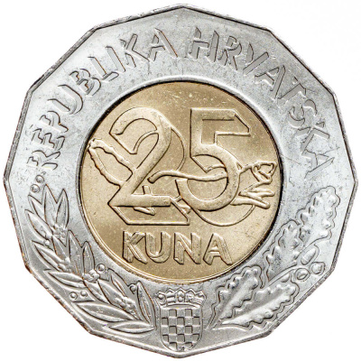 Хорватия 1999 25 кун Европейский Союз  фото из магазина евромонета.рф 1