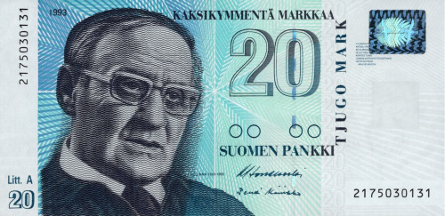 Банкноты Финляндии Финляндия 20 марок 1993 фото из магазина евромонета.рф