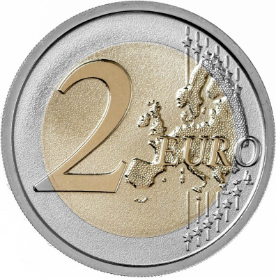 Памятные монеты 2 евро пруф Италия 2 евро 2026 200 лет со дня рождения Карло Коллоди - Пиноккио. Реверс пруф фото из магазина евромонета.рф 1