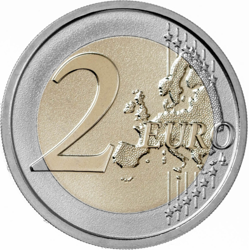 Юбилейная монета Италия 2 евро 2026 800 лет со дня смерти Франциска Ассизского. Реверс пруф 
