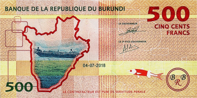 Бурунди 500 франков 2018  фото из магазина евромонета.рф 1