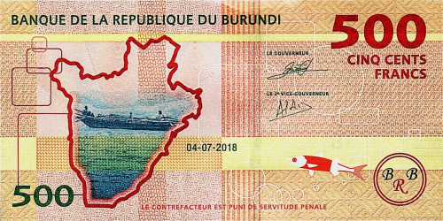 Банкноты Бурунди Бурунди 500 франков 2018 фото из магазина евромонета.рф