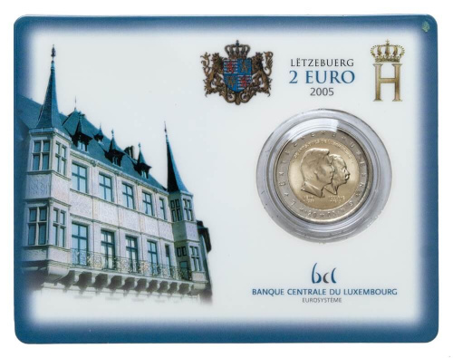 Юбилейная монета Люксембург 2 евро 2005 Великие герцоги Генри и Адольф. BU 