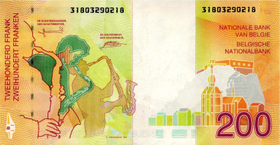 Бельгия 200 франков 1995  фото из магазина евромонета.рф 1