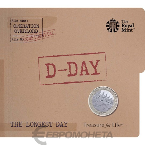 Юбилейная монета Великобритания 2 фунта 2019 D-Day. Буклет ВU 