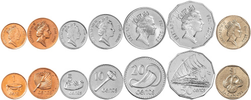 Фиджи набор монет 1/2/5/10/20/50 центов 1 доллар 2000-2006