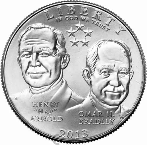 Коллекционные и инвестиционные монеты  США 50 центов 2013 Генри Арнолд и Омар Брэдли фото из магазина евромонета.рф