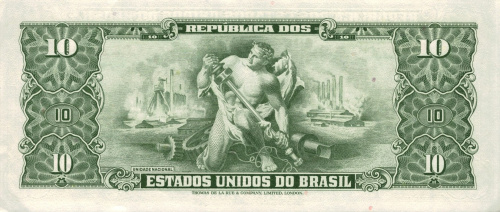 Банкноты Бразилии Бразилия 1 сентаво 1966-1967 надпечатка фото из магазина евромонета.рф