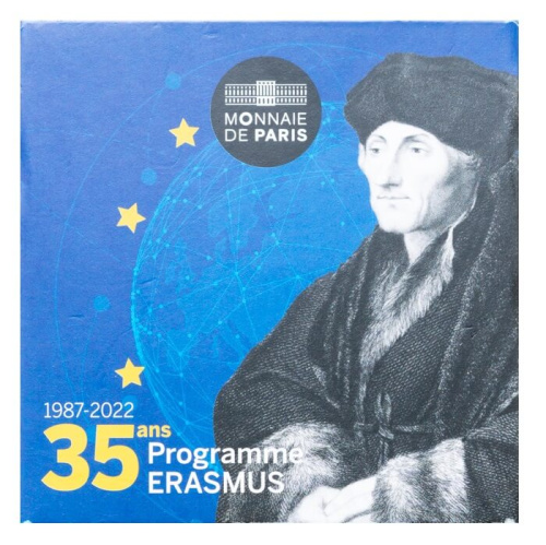 Юбилейная монета Франция 2 евро 2022 35 лет программе Erasmus. Пруф ( Proof ) 