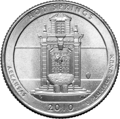 Национальные парки США 25 центов ( 1/4 доллара, квотер ) 2010 Национальный парк №1 Хот-Спрингс - Арканзас P фото из магазина евромонета.рф