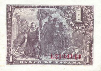 Испания 1 песета 1943 XF  фото из магазина евромонета.рф 1