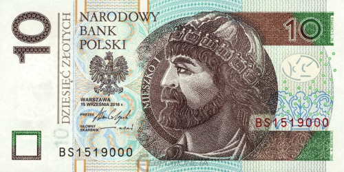Банкноты Польши Польша 10 злотых 2016 фото из магазина евромонета.рф