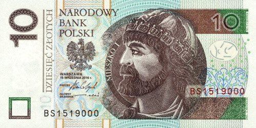Банкноты Польши Польша 10 злотых 2016 фото из магазина евромонета.рф