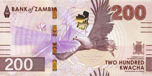 Банкноты Замбии Замбия 200 квача 2024 фото из магазина евромонета.рф