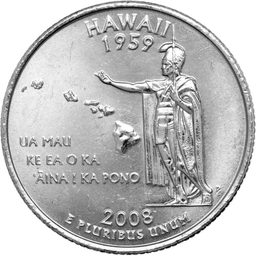 Штаты и территории США 25 центов ( 1/4 доллара, квотер ) 2008 Гавайи D фото из магазина евромонета.рф