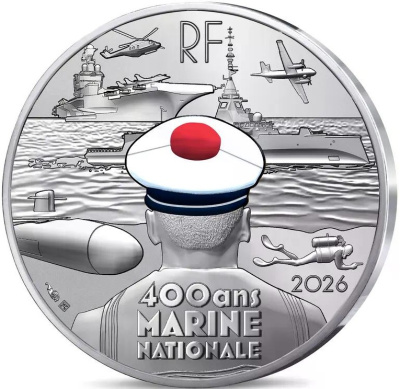 Коллекционная монета Франция 10 евро 2026 400 лет Военно-морскому флоту Франции фото из магазина евромонета.рф 1