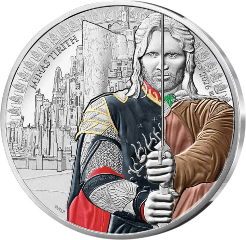 Коллекционная монета Европы Франция 50 евро 2026 Властелин колец - Арагорн и Минас Тирит | Интернет-магазин евромонета.рф 