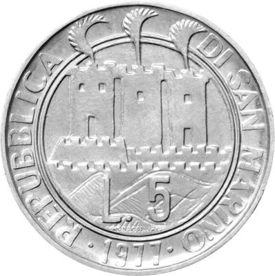 Сан Марино 5 лира 1977  фото из магазина евромонета.рф 1
