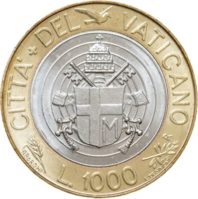 Ватикан 1000 лир 1998   фото из магазина евромонета.рф 1