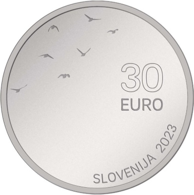 Коллекционная монета Словения 30 евро 2023 110 лет со дня рождения словенского писателя Бориса Пахора  фото из магазина евромонета.рф 1